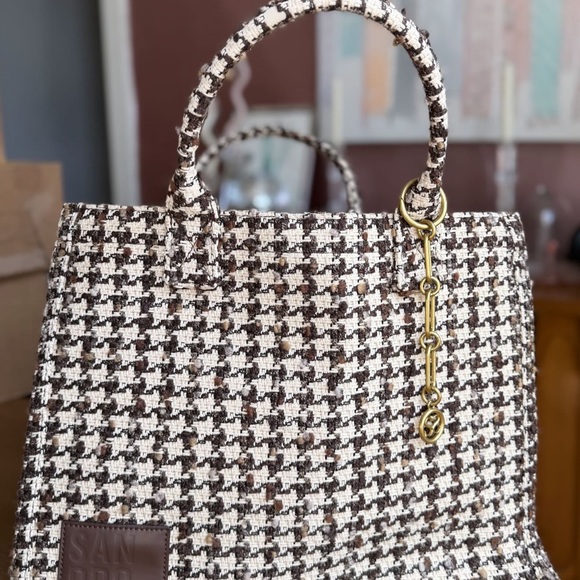 Sandro Tweed Brown Tote Bag - Picture 1 of 4